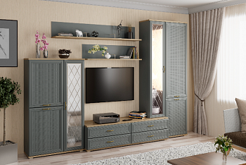 Гостиная "Карина" 12 Гикори Джексон светлый + Серый Оникс